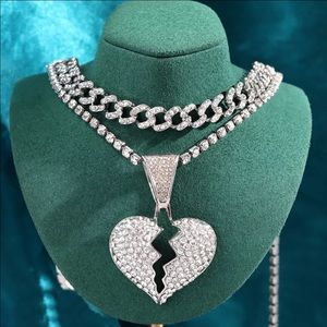 NEW 18k Heartbreak Hip Hop Necklace